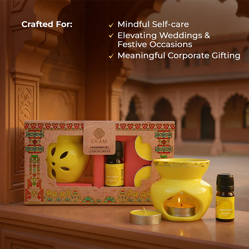 Lemongrass Scented 5 ml Vaporizer Set | Festive Pink Haveli Collection, 2025-26 - Image 3