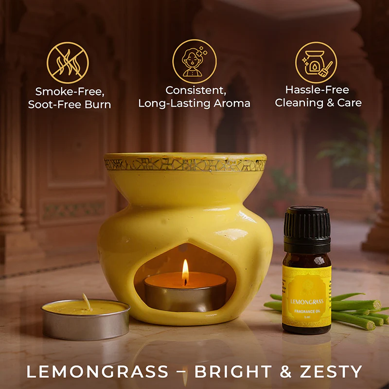 Lemongrass Scented 5 ml Vaporizer Set | Festive Pink Haveli Collection, 2025-26 - Image 5