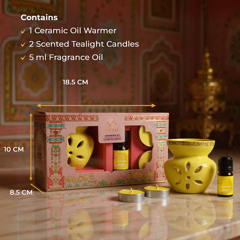Lemongrass Scented 5 ml Vaporizer Set | Festive Pink Haveli Collection, 2025-26 - Image 6