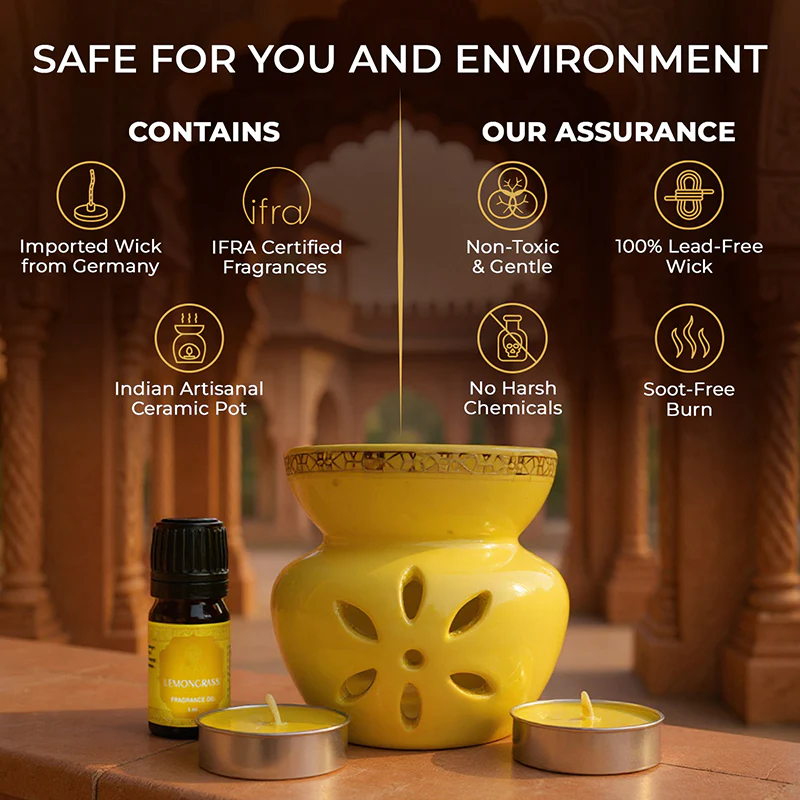 Lemongrass Scented 5 ml Vaporizer Set | Festive Pink Haveli Collection, 2025-26 - Image 7