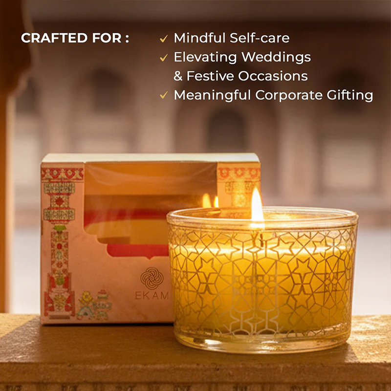 Lemongrass Scented Bowl Candle, 85 g| Festive Pink Haveli Collection, 2025-26 - Image 3