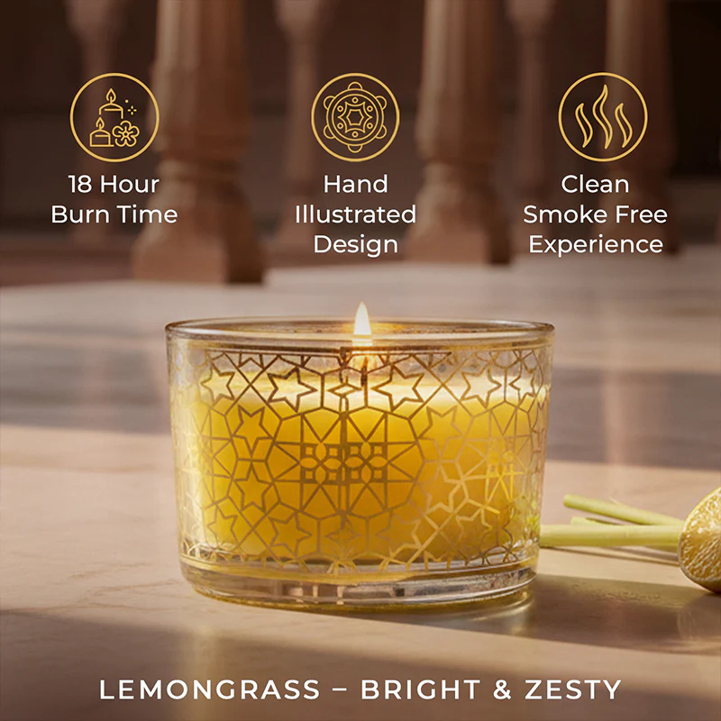 Lemongrass Scented Bowl Candle, 85 g| Festive Pink Haveli Collection, 2025-26 - Image 5