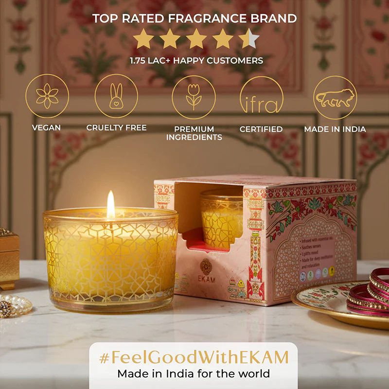 Lemongrass Scented Bowl Candle, 85 g| Festive Pink Haveli Collection, 2025-26 - Image 8