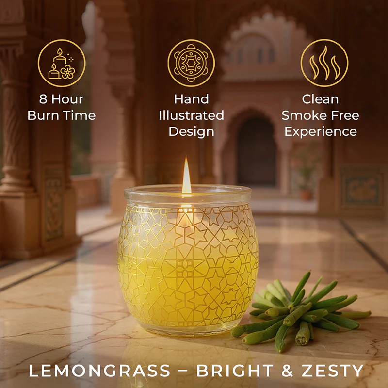 Lemongrass Scented Jar Candle, 28.5 g| Festive Pink Haveli Collection, 2025-26 - Image 5