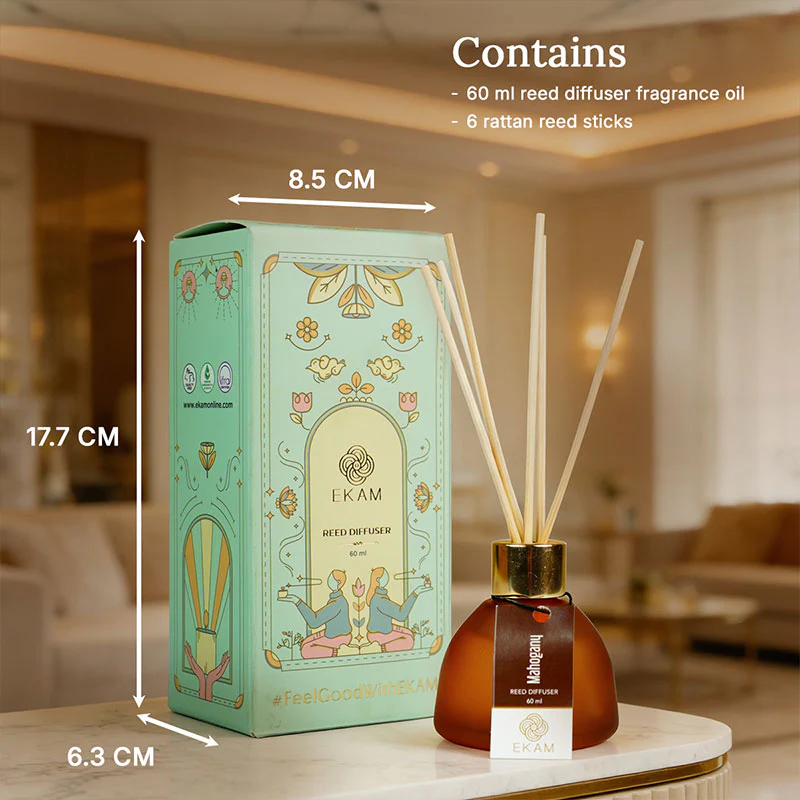 Mahogany Frosted Glass Reed Diffuser Set for Home, 60 ml - Image 6