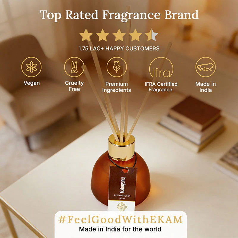 Mahogany Frosted Glass Reed Diffuser Set for Home, 60 ml - Image 8