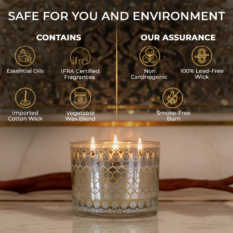 Mahogany Scented 3 Wick Candle, 213 g| Festive Sheesh Mahal Collection, 2025-26 - Image 7
