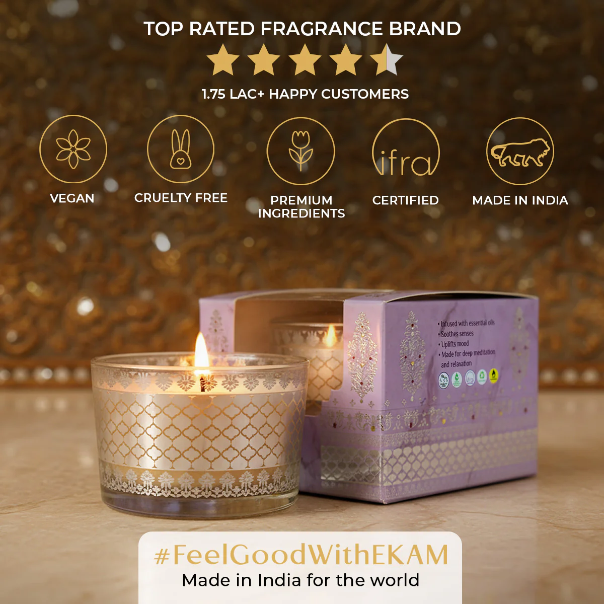 Mahogany Scented Bowl Candle, 85 g| Festive Sheesh Mahal Collection, 2025-26 - Image 8