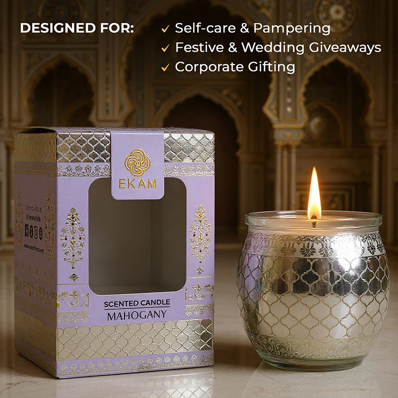Mahogany Scented Jar Candle, 28.5 g | Festive Sheesh Mahal Collection, 2025-26 - Image 3