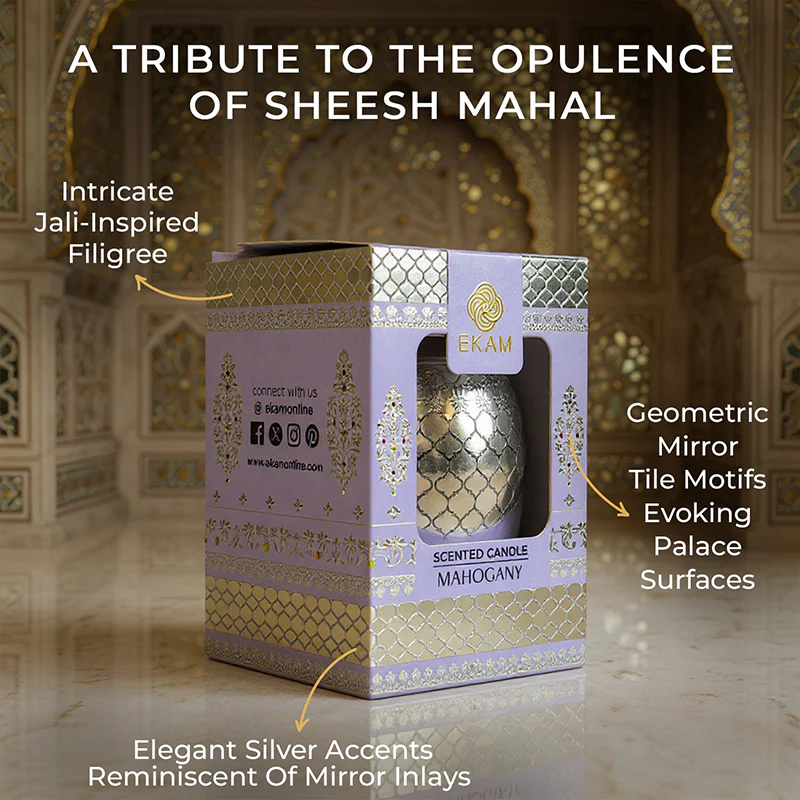 Mahogany Scented Jar Candle, 28.5 g | Festive Sheesh Mahal Collection, 2025-26 - Image 4