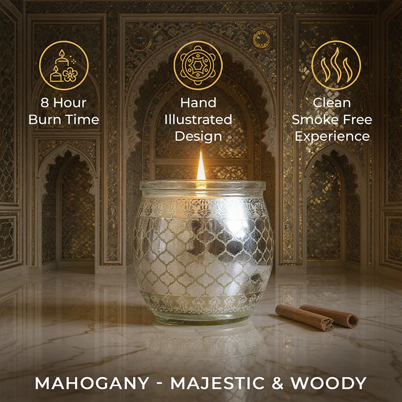 Mahogany Scented Jar Candle, 28.5 g | Festive Sheesh Mahal Collection, 2025-26 - Image 5