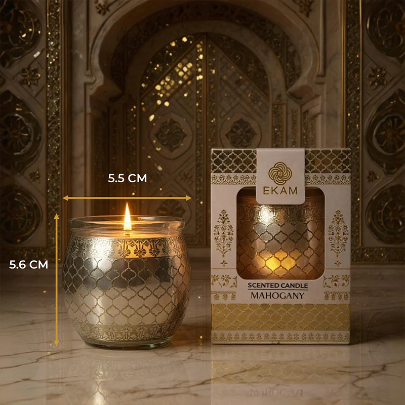 Mahogany Scented Jar Candle, 28.5 g | Festive Sheesh Mahal Collection, 2025-26 - Image 6