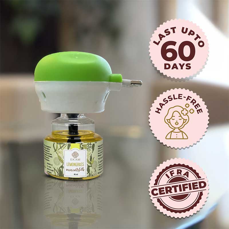 Mahogany Scented Plug In Kit and 3-pack Refill Combo of Lemongrass, Lavender & Jasmine Fragrances - Image 5