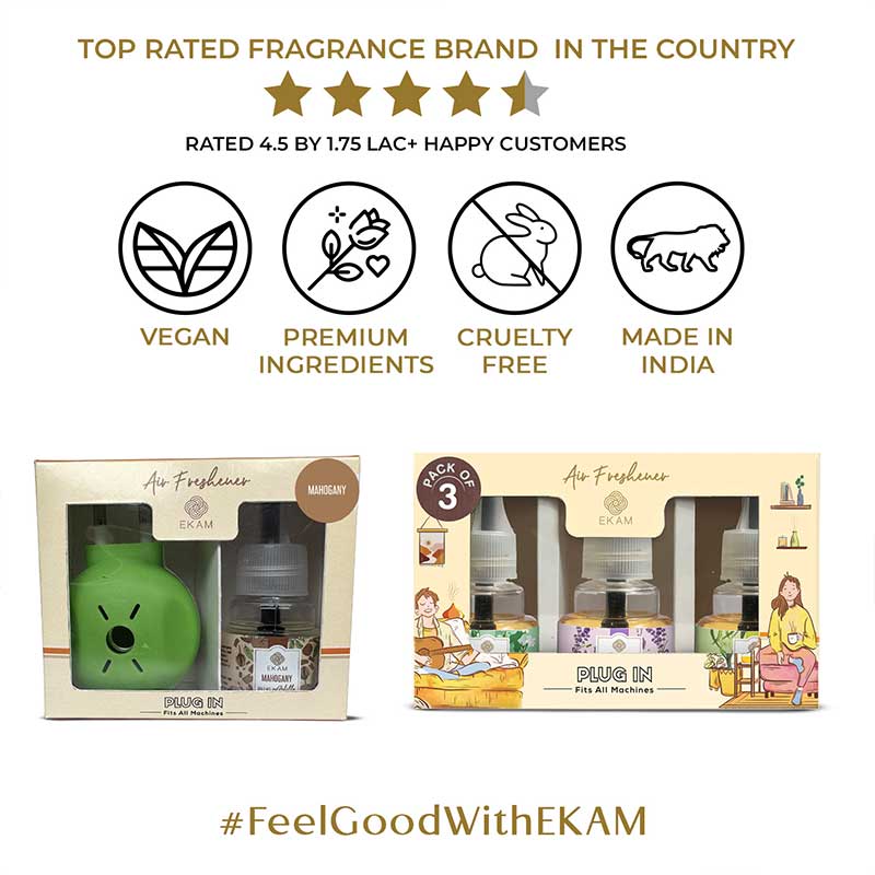 Mahogany Scented Plug In Kit and 3-pack Refill Combo of Lemongrass, Lavender & Jasmine Fragrances - Image 7