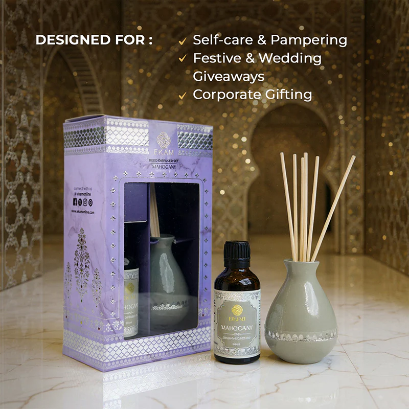 Mahogany Scented Reed Diffuser Set | Festive Sheesh Mahal Collection, 2025-26 - Image 3