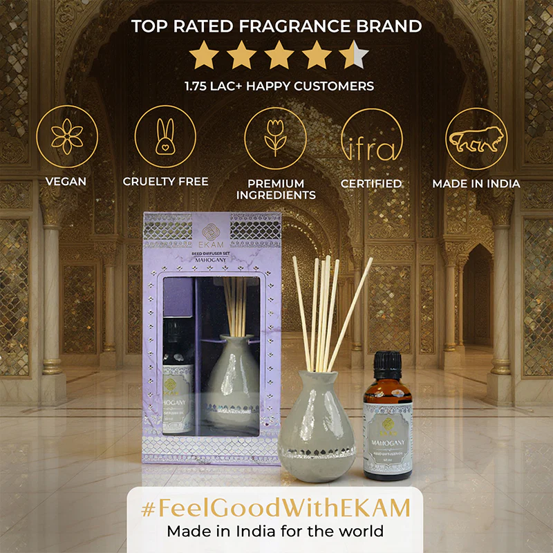 Mahogany Scented Reed Diffuser Set | Festive Sheesh Mahal Collection, 2025-26 - Image 8
