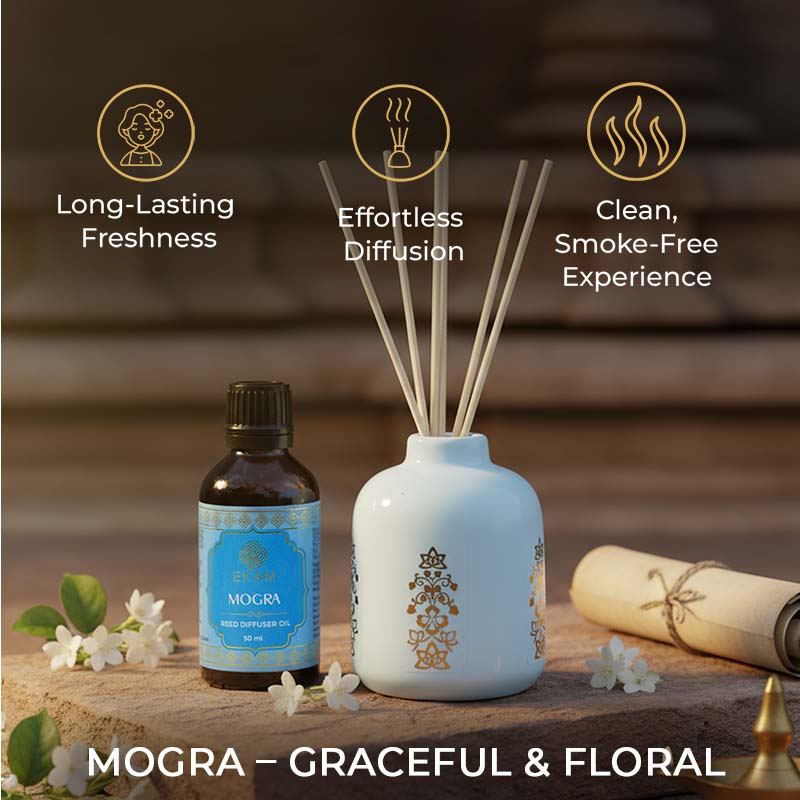 Mogra Reed Diffuser Gift Set| Festive Stone Palace Collection, 2025-26 - Image 5