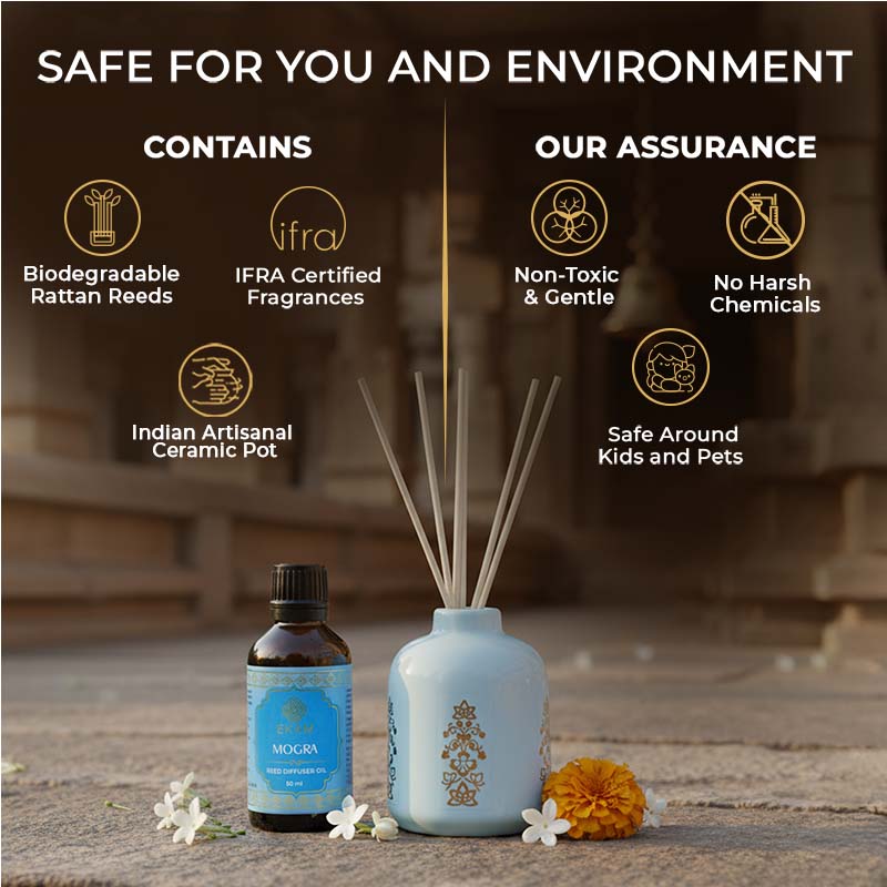 Mogra Reed Diffuser Gift Set| Festive Stone Palace Collection, 2025-26 - Image 7