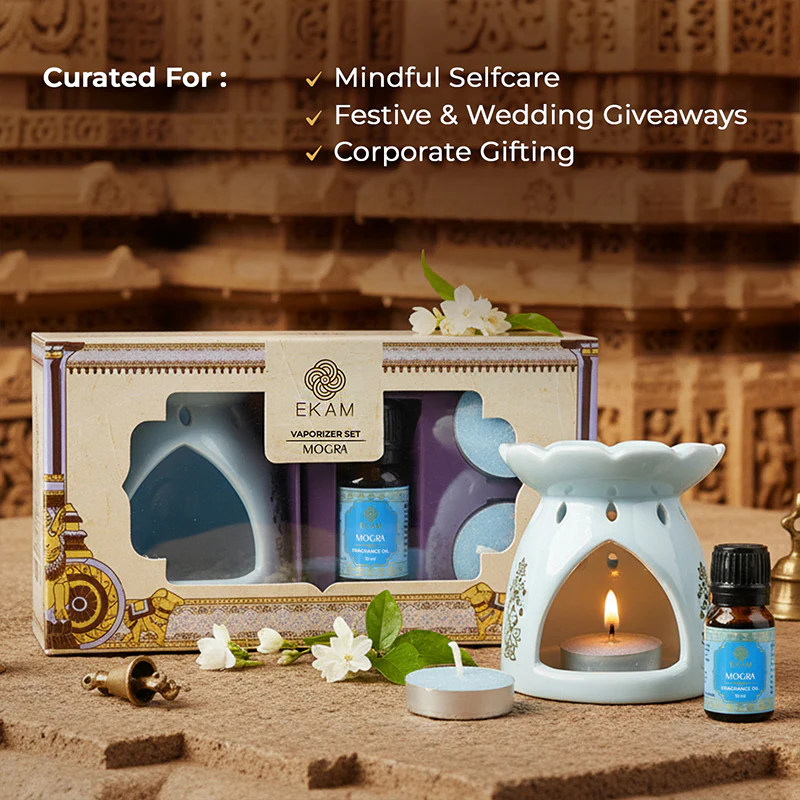 Mogra Scented 10 ml Aroma Oil Warmer Set | Festive Stone Palace Collection, 2025-26 - Image 3