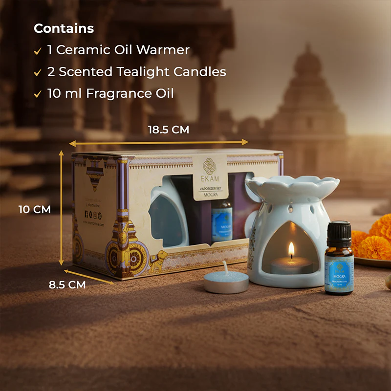 Mogra Scented 10 ml Aroma Oil Warmer Set | Festive Stone Palace Collection, 2025-26 - Image 6