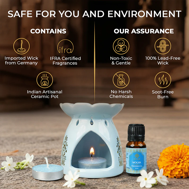 Mogra Scented 10 ml Aroma Oil Warmer Set | Festive Stone Palace Collection, 2025-26 - Image 7
