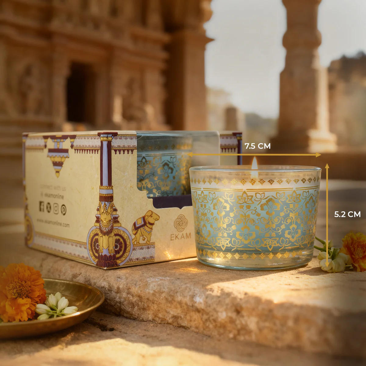 Mogra Scented Bowl Candle, 85 g| Festive Stone Palace Collection, 2025-26 - Image 6