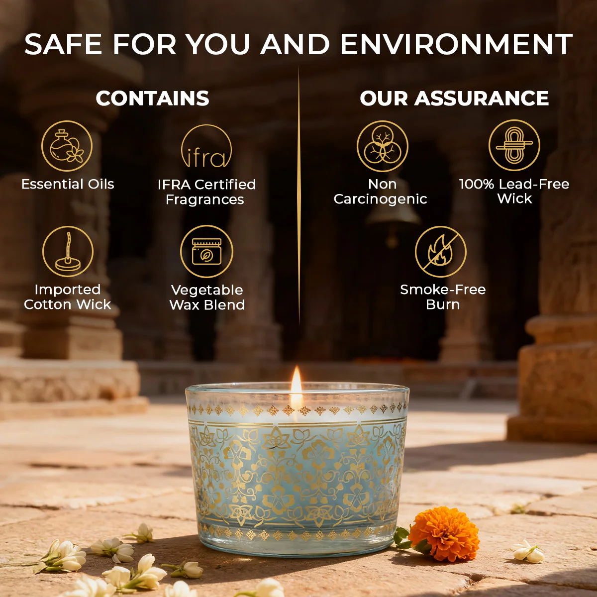 Mogra Scented Bowl Candle, 85 g| Festive Stone Palace Collection, 2025-26 - Image 7