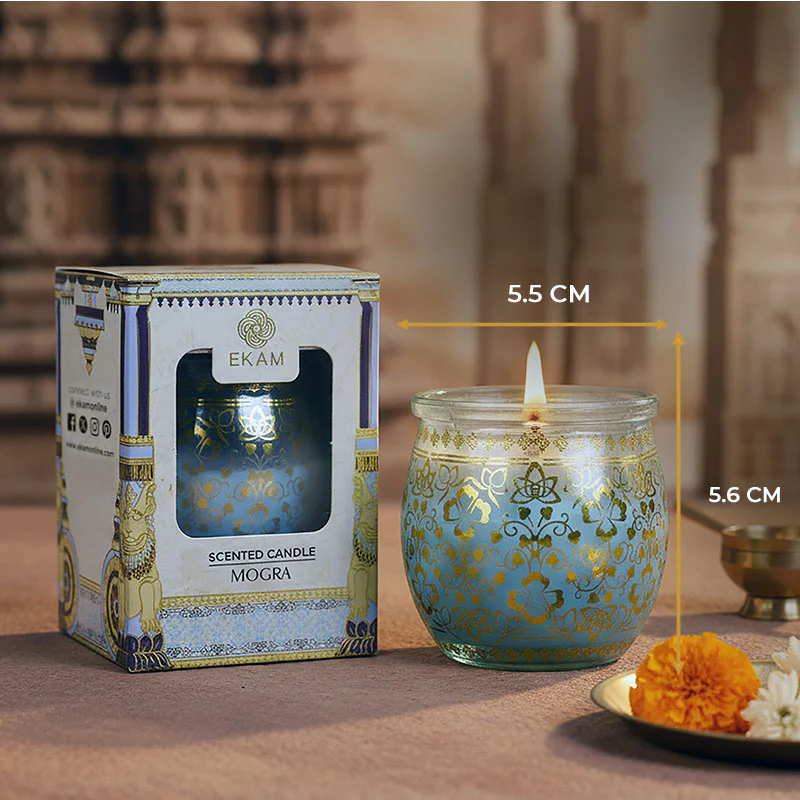 Mogra Scented Jar Candle, 28.5 g | Festive Stone Palace Collection, 2025-26 - Image 6