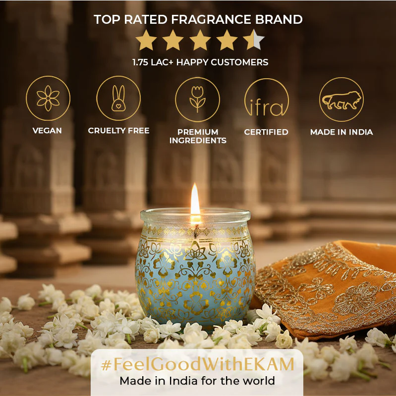 Mogra Scented Jar Candle, 28.5 g | Festive Stone Palace Collection, 2025-26 - Image 8
