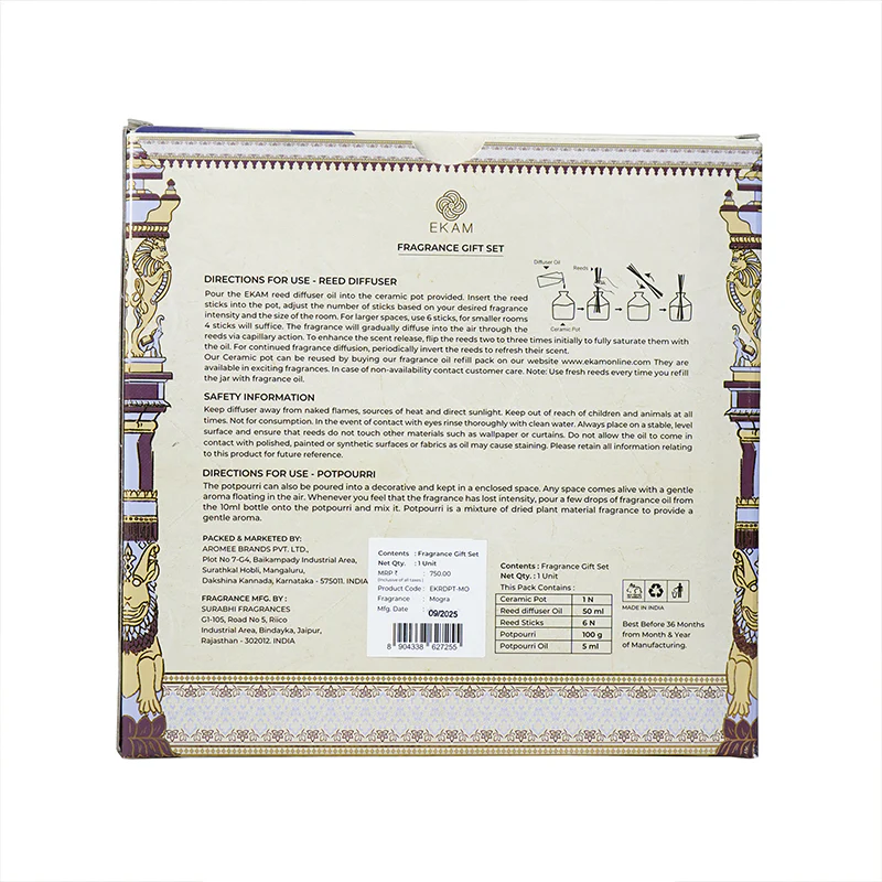 Mogra Scented Reed Diffuser & Potpourri Gift Set| Festive Stone Palace Collection, 2025-26 - Image 9