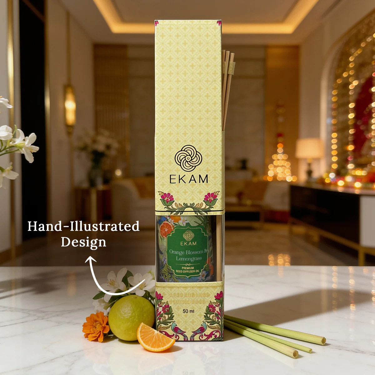 Orange Blossom & Lemongrass 50ml Reed Diffuser Refill Oil Gift Box - Image 4