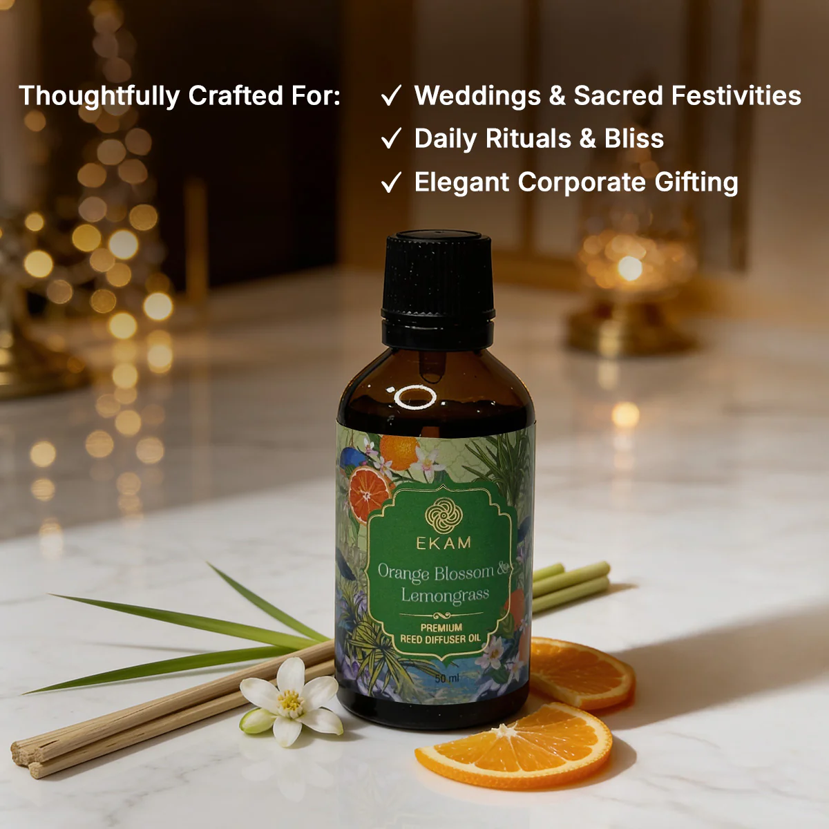 Orange Blossom & Lemongrass 50ml Reed Diffuser Refill Oil Gift Box - Image 5