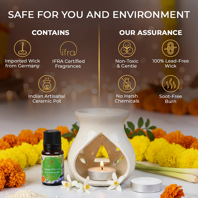 Orange Blossom & Lemongrass Ceramic Oil Warmer Gift Set - Image 3