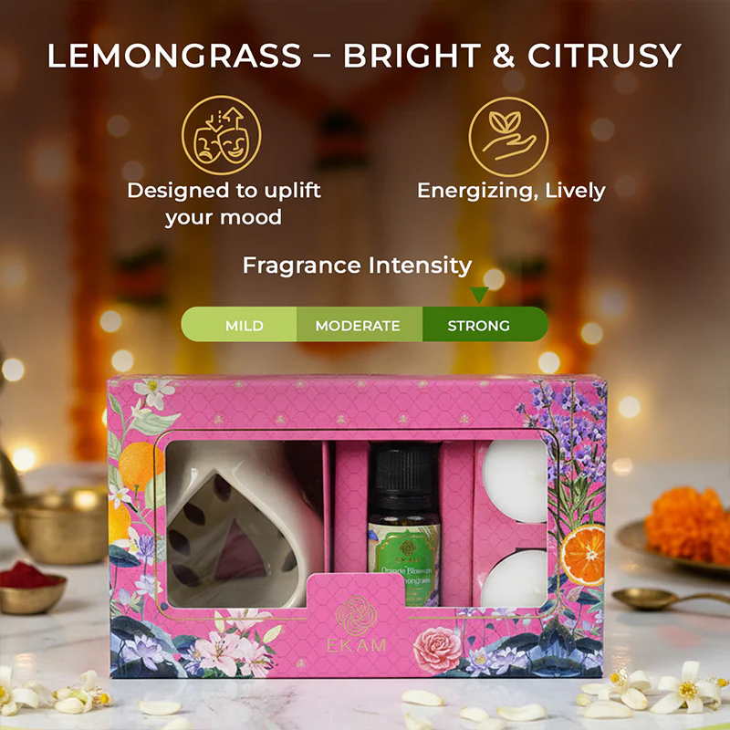 Orange Blossom & Lemongrass Ceramic Oil Warmer Gift Set - Image 4