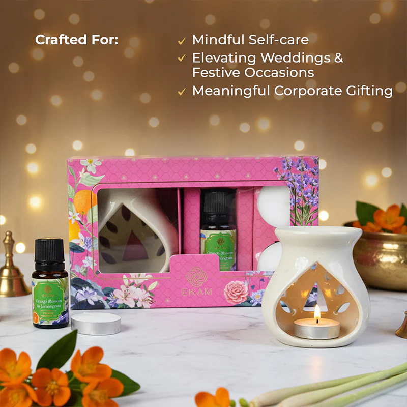 Orange Blossom & Lemongrass Ceramic Oil Warmer Gift Set - Image 6