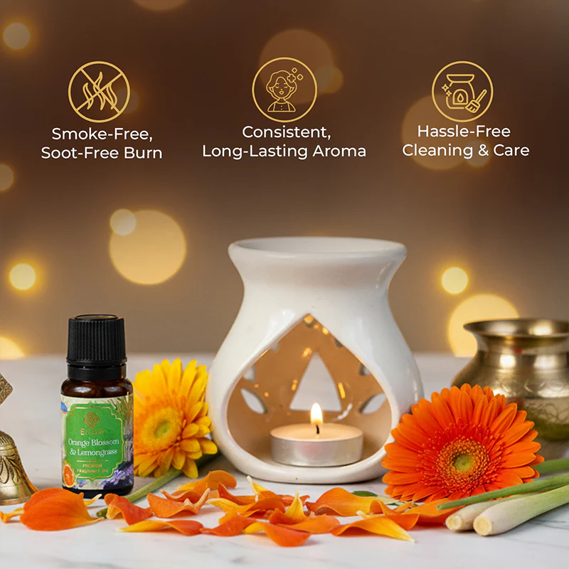 Orange Blossom & Lemongrass Ceramic Oil Warmer Gift Set - Image 7