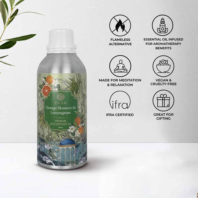 Orange Blossom & Lemongrass Reed Diffuser Oil, 500 ml - Image 3