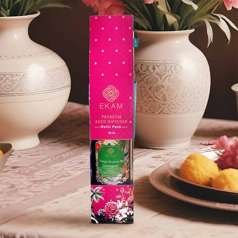 Orange Blossom & Lemongrass 50ml Reed Diffuser Refill Gift Box - Image 3