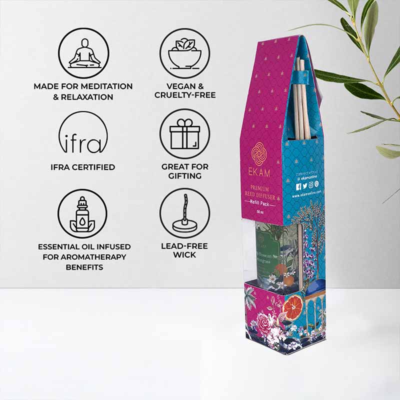 Orange Blossom & Lemongrass 50ml Reed Diffuser Refill Gift Box - Image 4