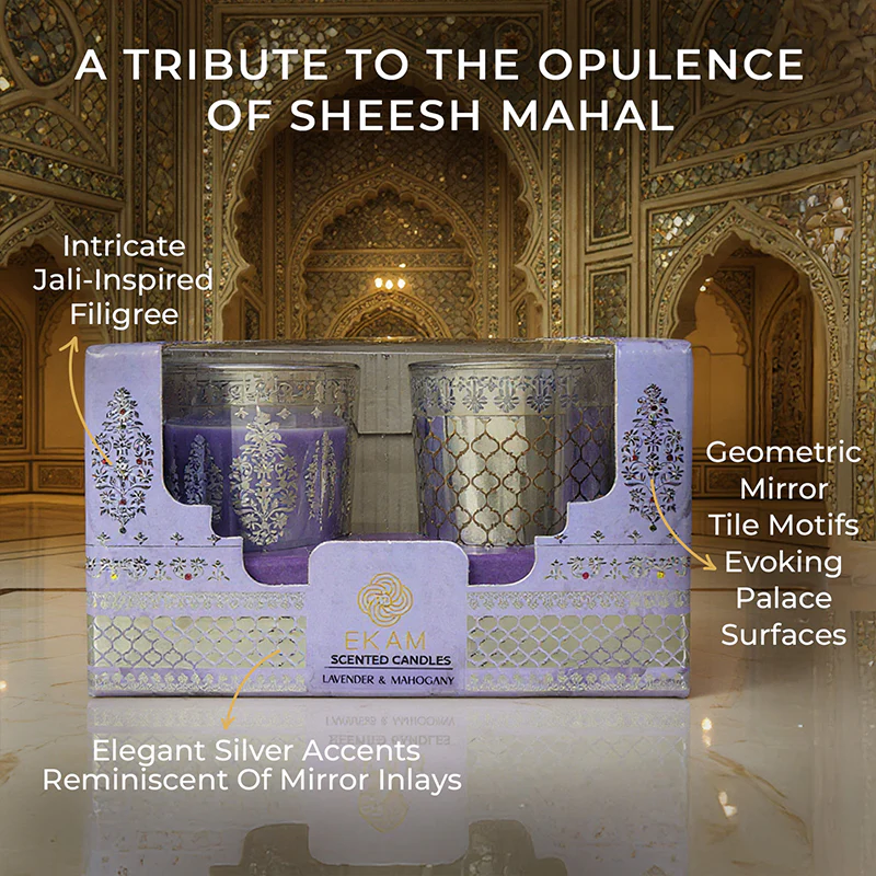 Pack of 2 Scented Votive Candles| Lavender, Mahogany| Festive Sheesh Mahal Collection, 2025-26 - Image 4