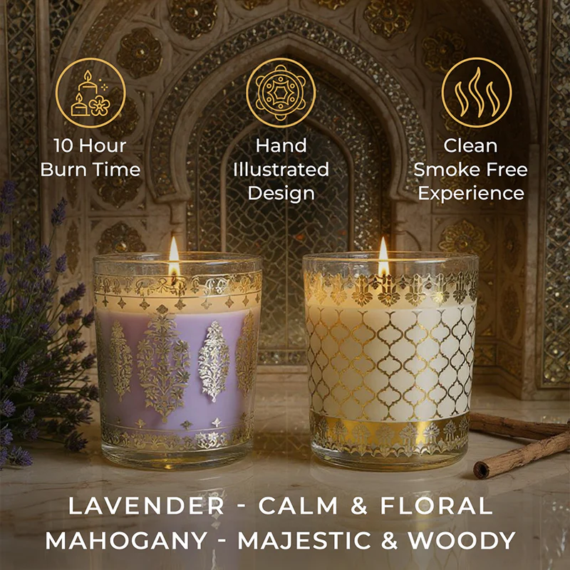 Pack of 2 Scented Votive Candles| Lavender, Mahogany| Festive Sheesh Mahal Collection, 2025-26 - Image 5