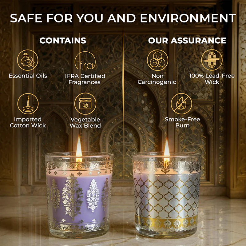 Pack of 2 Scented Votive Candles| Lavender, Mahogany| Festive Sheesh Mahal Collection, 2025-26 - Image 7
