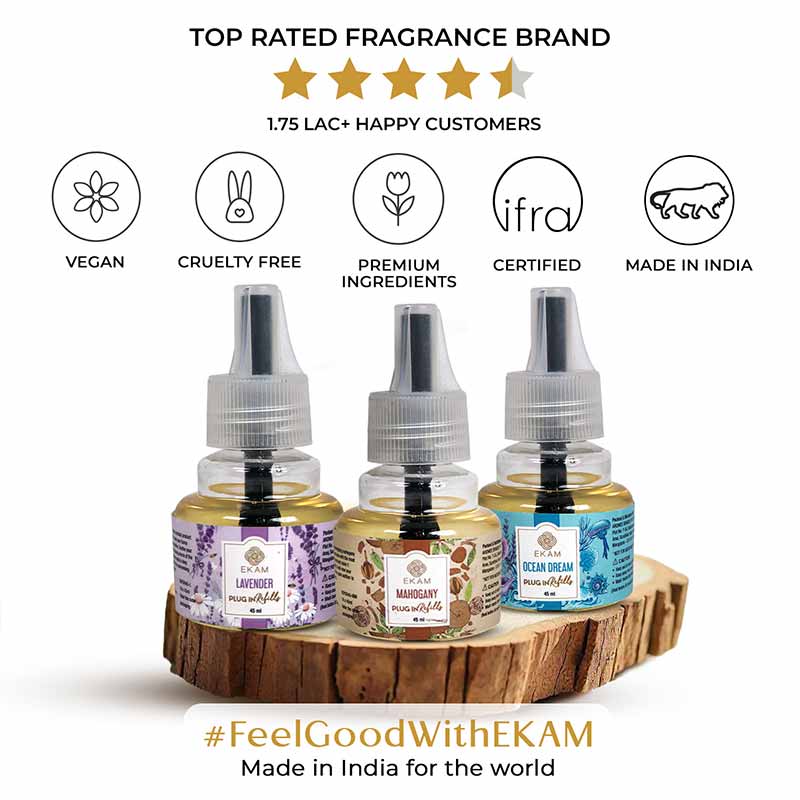 Pack of 3 Scented Air Freshener Plug-In Refill | Lavender, Mahogany & Ocean Dream | 45 Ml Each - Image 6