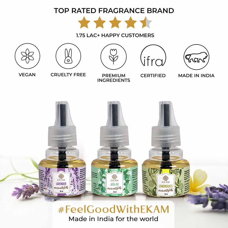 Pack of 3 Scented Air Freshener Plug-In Refill | Lemongrass, Lavender & Jasmine | 45 Ml Each - Image 6