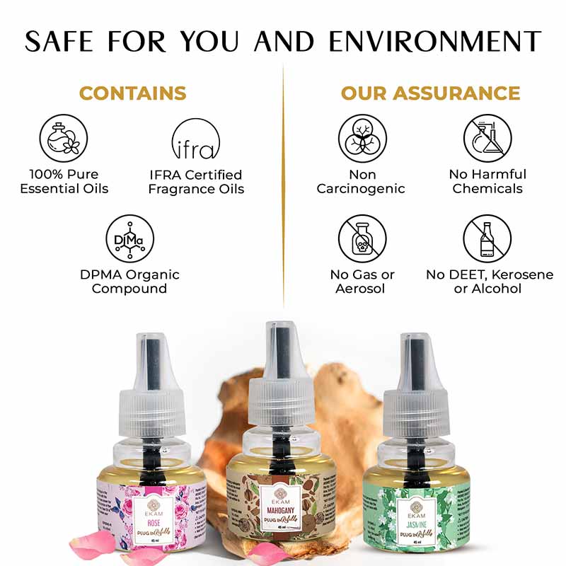 Pack of 3 Scented Air Freshener Plug-In Refill | Mahogany, Rose & Jasmine | 45 Ml Each - Image 3