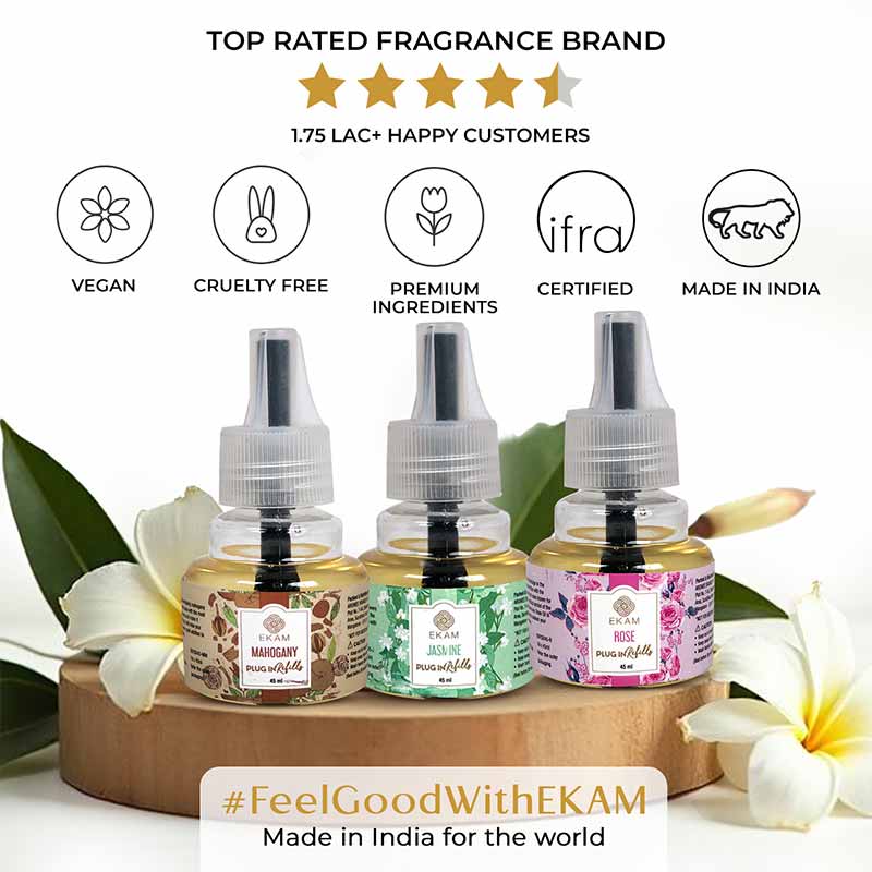 Pack of 3 Scented Air Freshener Plug-In Refill | Mahogany, Rose & Jasmine | 45 Ml Each - Image 6