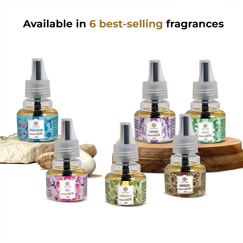 Pack of 3 Scented Air Freshener Plug-In Refill | Ocean Dream, Rose & Lemon Grass | 45 ml Each - Image 6