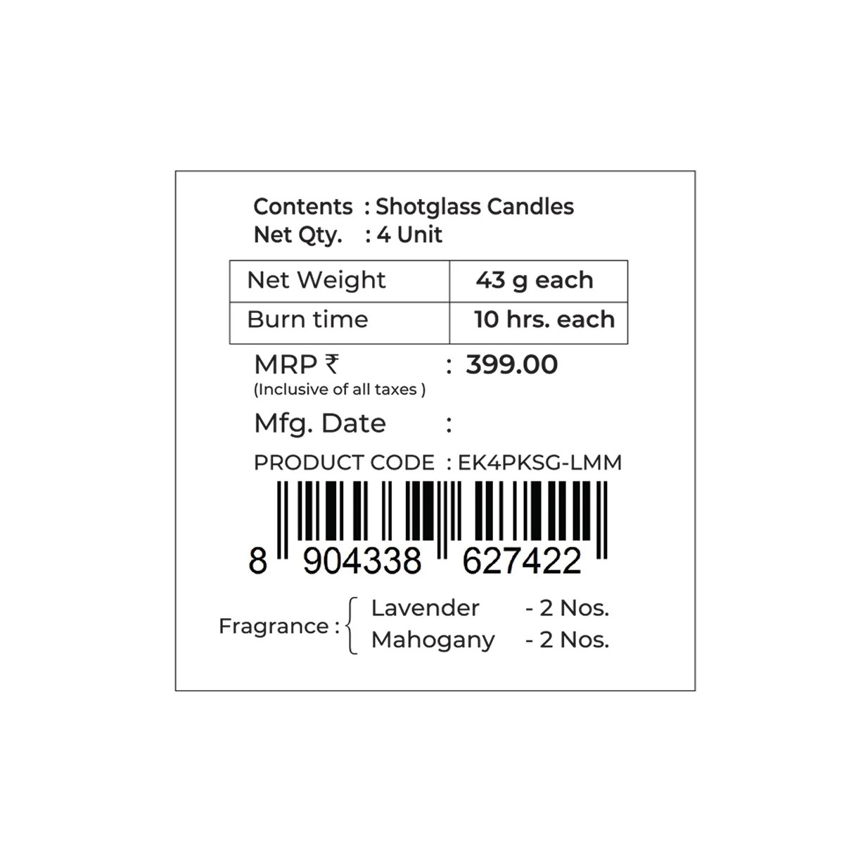 Pack of 4 Scented Votive Candles| Lavender, Mahogany| Festive Sheesh Mahal Collection, 2025-26 - Image 10