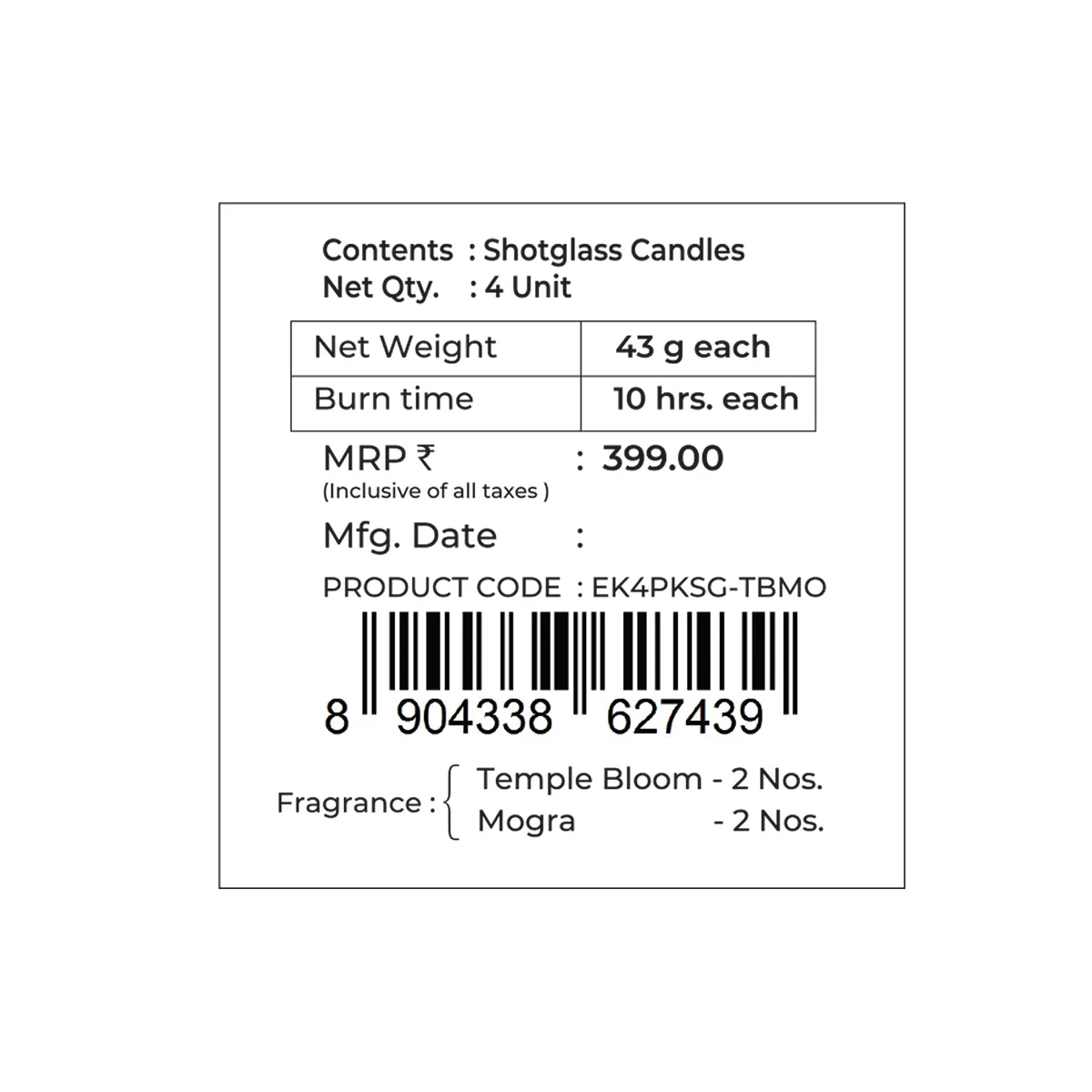 Pack of 4 Scented Votive Candles| Mogra, Temple Bloom| Festive Stone Palace Collection, 2025-26 - Image 10