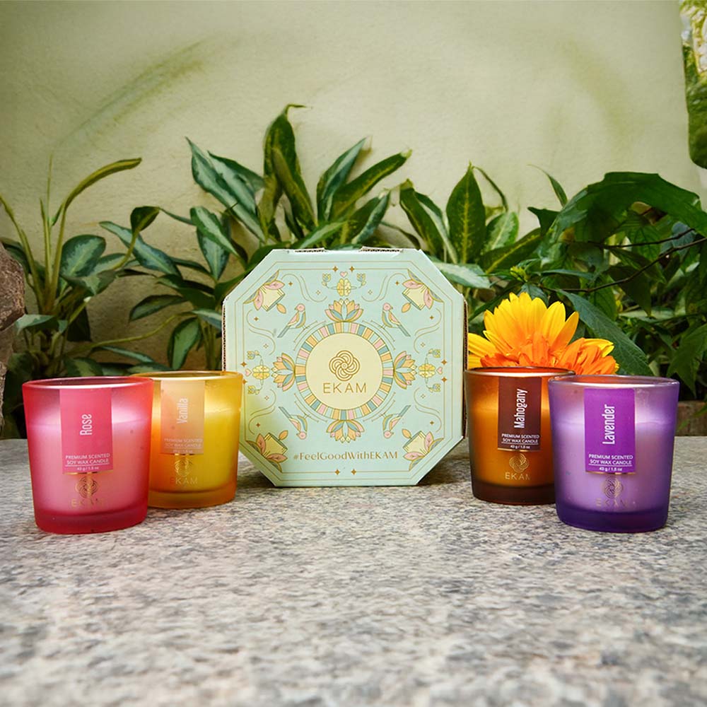 Pack of 4 Shot Glass Scented Candles – Mahogany, Lavender, Rose, Vanilla - Image 3